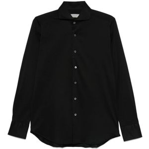 Canali, Heren, Overhemden, Zwart, Maat: S Katoen,