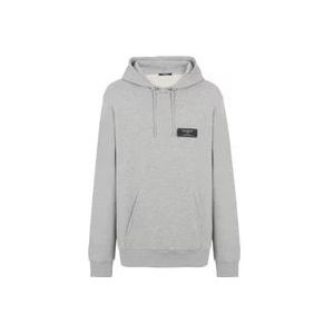 Balmain label hoodie , Gray , Heren , Maat: XL