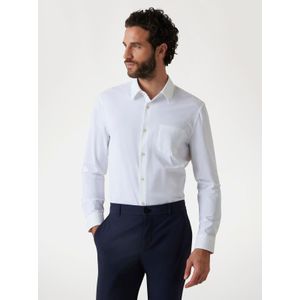 Overhemd - Wit - Synthetische Stof - Slim Fit - Lange Mouw