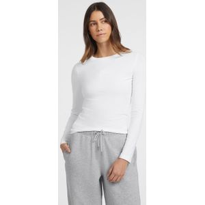 Strak T-Shirt Met Lange Mouwen Met Borduursel