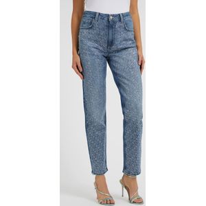 Mom Fit Denim Broek Strasstenen