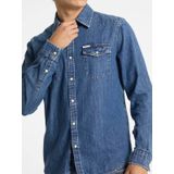 GUESS JEANS - Denim Overhemd - Blauw - Slim Fit - Lange Mouwen