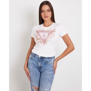 Stretch T-Shirt Met Bloemenlogo