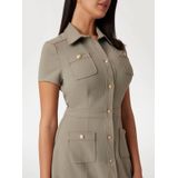 A-lijn Jurk - Mini - Stretchstof - Korte Mouwen - Knoopsluiting