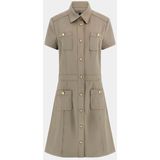 A-lijn Jurk - Mini - Stretchstof - Korte Mouwen - Knoopsluiting