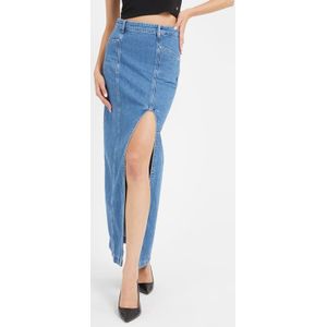 Lange Rok In Denim Met Voorsplit