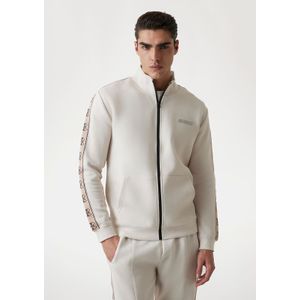 GUESS Sportsweatvest 'MICKEY'  beige / zwart / zilver / offwhite