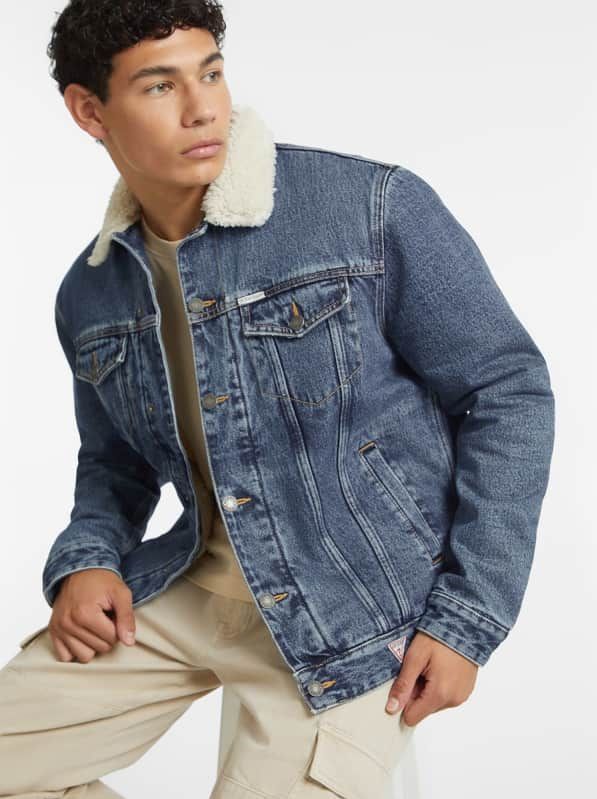 Denim Truckerjasje Met Sherpa-Kraag