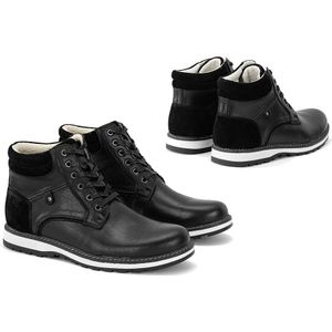 Elegante lederen herensneakers - Zwart - Maat 46