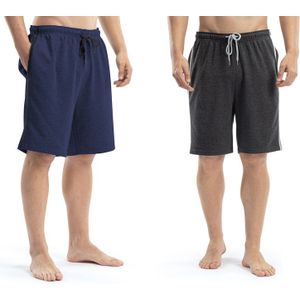 Set van 2 sportieve, comfortabele mannenshorts - Marineblauw/Antraciet - XXL