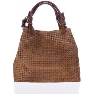 Stijlvolle lederen handtas van Lucca Baldi - Cognac