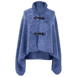 Zachte en warme poncho voor alle seizoenen - Blauw