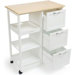 Lifa Living - Keukentrolley Sophie - Serveerwagen - Wit - 67x37x84 cm