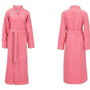 Luchtige kamerjas in luxueuze wafelstructuur - Baby pink - M
