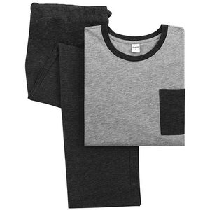 Katoenen pyjama voor heren - Zwart/grijs - M