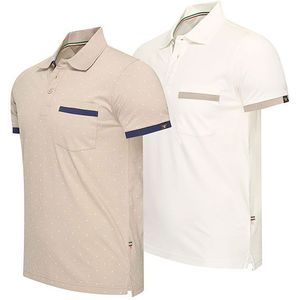 Stijlvolle katoenen polo's voor heren 1 + 1 GRATIS - Taupe + off white - S