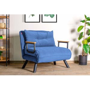 Asir - Slaapbank - Blauw - Stof: 100% Polyester - Frame: Metaal