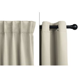 Luxe verduisterende gordijnen - Licht taupe (beige) - Gordijn met haakjes: 150 x 250 cm