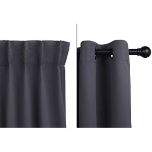 Luxe verduisterende gordijnen - Donkergrijs - Gordijn met ringen: 300 x 250 cm