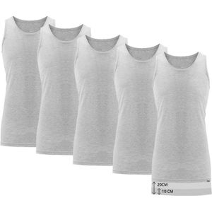Set van 5 extra lange katoenen ondershirts voor heren - Lichtgrijs - 3XL