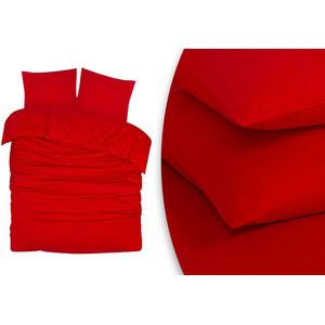 Heerlijk zacht flanellen dekbedovertrek - Fel rood - 240x200/220 cm + 2x 60x70 cm