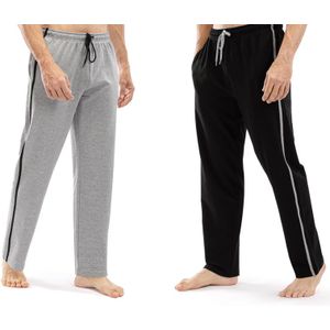 Set van 2 sportieve, comfortabele joggingbroeken voor heren - Zwart/Grijs - L