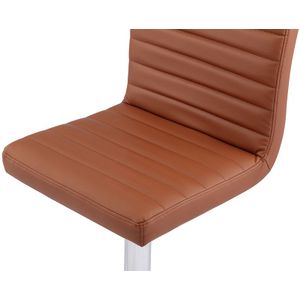 Set van 2 Barstoelen - Cognac - Verstelbare Hoogte - Draaibaar