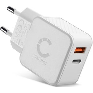 Apple iPhone 13 Pro Max USB en USB C Oplader van CELLONIC - Wit