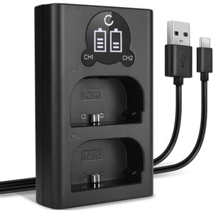 USB Dubbele Oplader voor Canon EOS R5 - Snelle en Slimme Lader, Laadkabel Voeding + USB Kabel