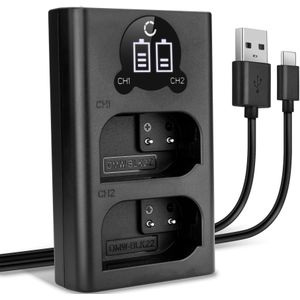 USB Dubbele Oplader voor Panasonic Lumix DC-S5 II - Snelle en Slimme Lader, Laadkabel Voeding