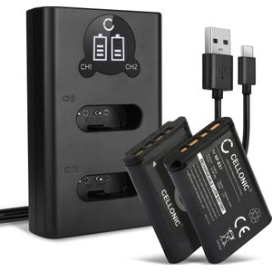 2x Sony Cyber-shot DSC-HX300 Accu Batterij + Dubbele Oplader 1090mAh van CELLONIC