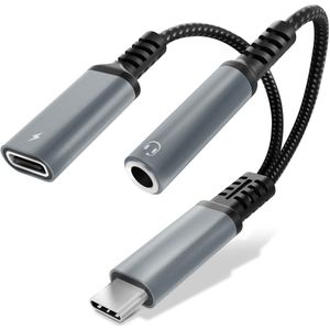 Oppo Find X3 Lite USB C naar Aux Jack 3.5 mm Adapter van CELLONIC - zwart