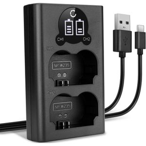 USB Dubbele Oplader voor Fuji NP-W235 - Snelle en Slimme Lader, Laadkabel Voeding