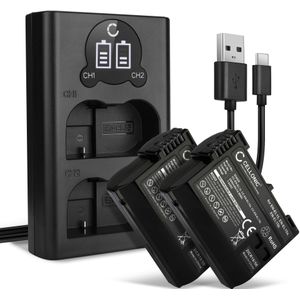 2x Nikon Z 6II Accu Batterij + Dubbele Oplader 2000mAh van CELLONIC