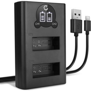 USB Dubbele Oplader voor Canon EOS M2 - Snelle en Slimme Lader, Laadkabel Voeding + USB Kabel
