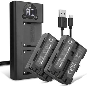 2x Batterij voor Sony Cyber-shot DSC-F828 Accu 1600mAh + Dubbele Oplader
