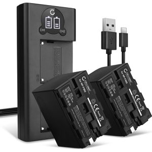 2x Sony HDR-FX1 Accu Batterij + Dubbele Oplader 6600mAh van CELLONIC