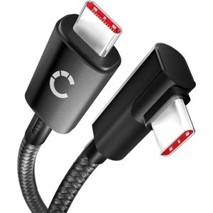 Apple iPad Mini 6 (2021) - A2568 USB-C kabel met L-vorm en rechte hoek van 1m, snelle laadkabel 100W van Cellonic