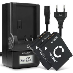 2x Panasonic Lumix DMC-TZ9 Accu Batterij + Oplader 890mAh van CELLONIC