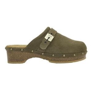 Klomp Scholl Women Pescura Clog 50 Cork Suede Sa Khaki-Schoenmaat 36