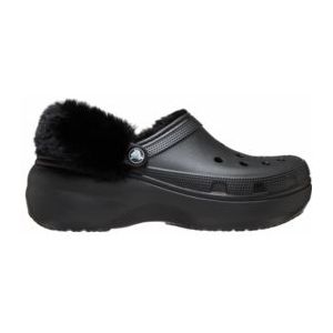 Crocs - Classic Platform Fuzz Lined - Klompen - Zwart