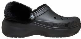 Crocs - Classic Platform Fuzz Lined - Klompen - Zwart