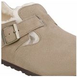 Birkenstock - London W Slip-Ons - Beige - Suède - Gouden Gespsluiting