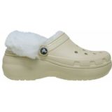 Crocs - Classic Platform Fuzz Lined Clog - Bone - Klomp