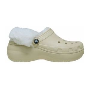 Crocs - Classic Platform Fuzz Lined Clog - Bone - Klomp