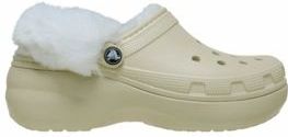 Crocs - Classic Platform Fuzz Lined Clog - Bone - Klomp