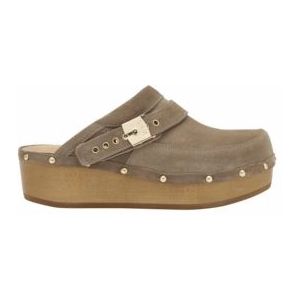 Klomp Scholl Women Withney Suede Te Taupe-Schoenmaat 38