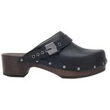 Scholl - Pescura - Klomp - Zwart - Leren Bovenwerk - Rubber Zool