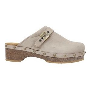 Klomp Scholl Women Pescura Clog 50 Cork Suede Sa Dark Beige-Schoenmaat 42