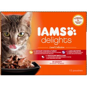 Iams Pouch 12-Pack Land Collection In Gravy 12X85G